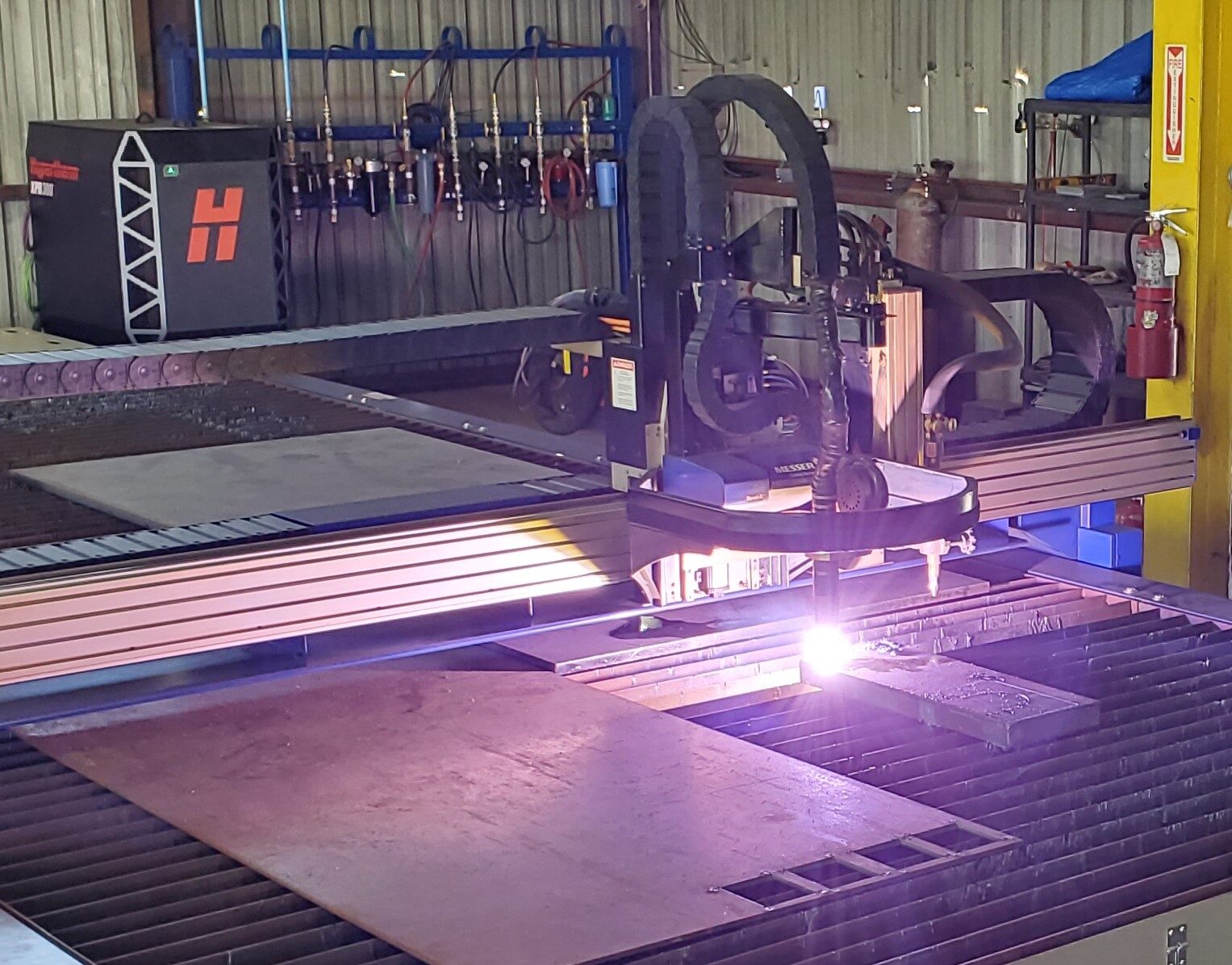 Messer burn table in the USA Structural fabrication facility